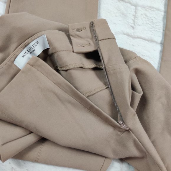 M.M. LaFleur Foster High Rise Dress Slacks Pants Tan Slim Fit Stretch size 4 - Picture 7 of 8